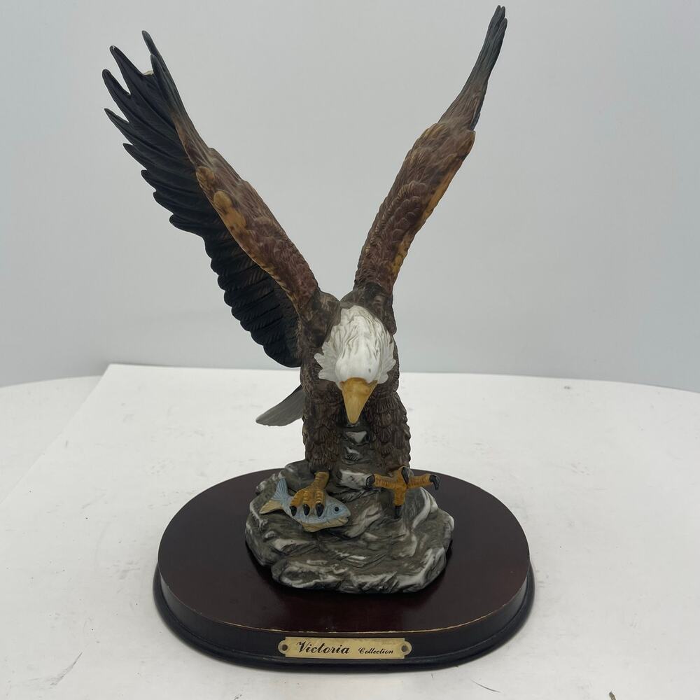 Victoria Collection Hand Painted Bald Eagle Statue Figurine Hunting with Stand